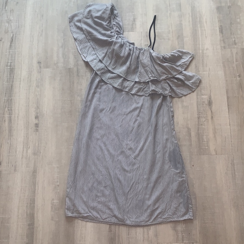 Splendid NWT Summer Blue White Stripe Off Shoulder Ruffle Mini Dress XS